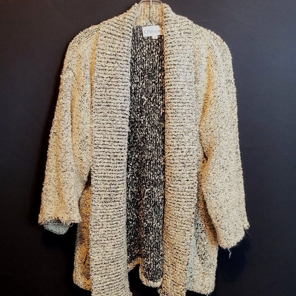 Vintage Cardigan Chunky Sweater Silvercord Womens Small Gray Black No Belt - Picture 1 of 9